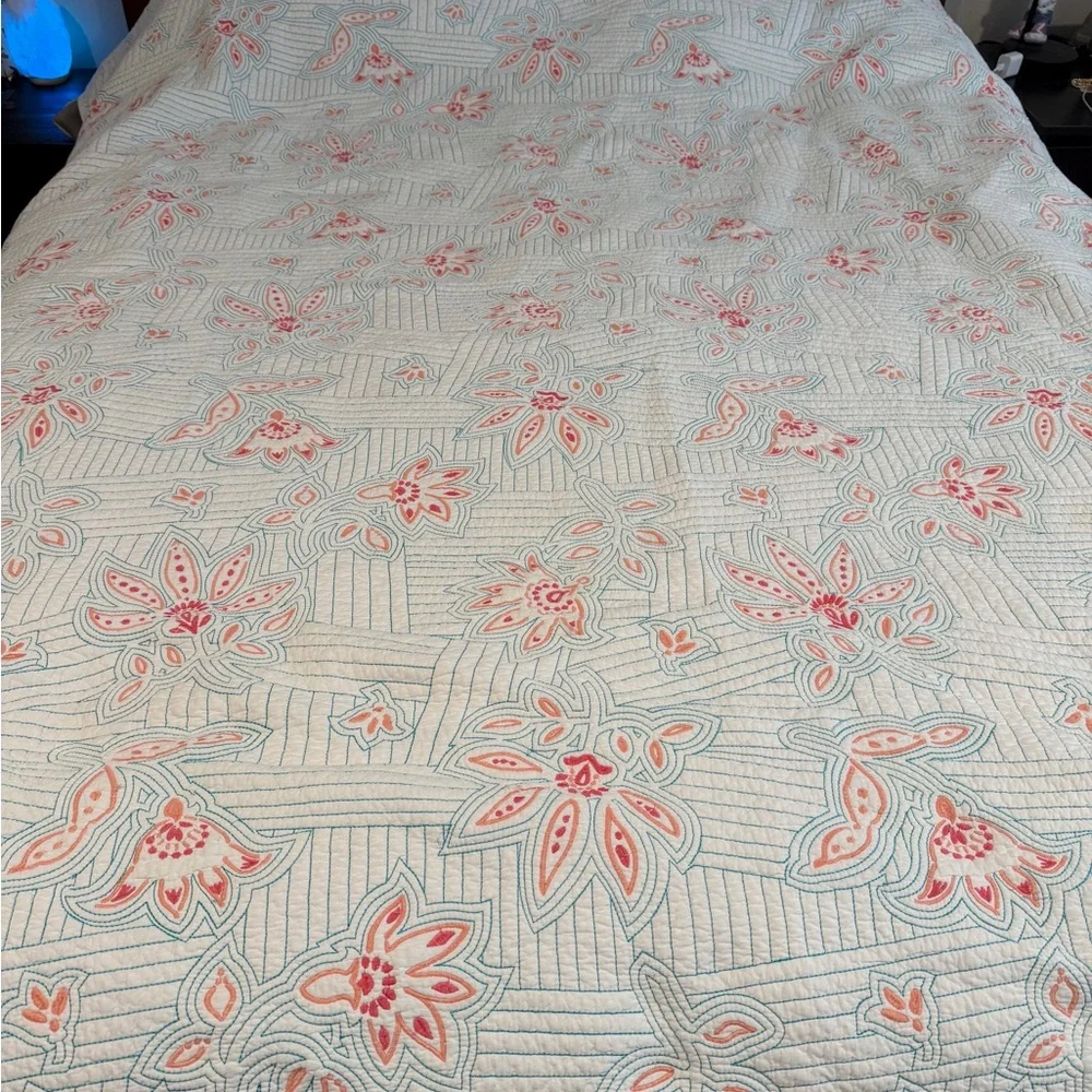 Martha Stewart Collection King Size Fully Embroidered Quilt 2‎ Shams 100% Cotton
